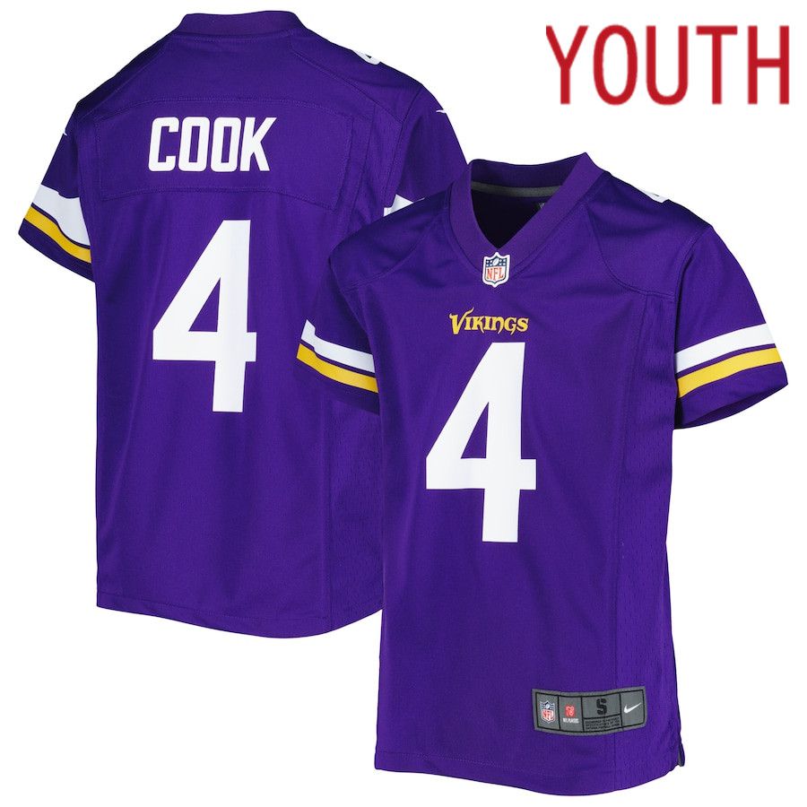 Youth Minnesota Vikings #4 Dalvin Cook Nike Purple Game NFL Jersey->youth nfl jersey->Youth Jersey